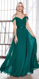 Cinderella Divine CD0156 Long Off The Shoulder Chiffon Gown Corset Back