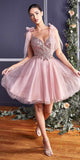 Cinderella Divine CD0174 Short A-Line Dress Lace Applique Tulle Ribbon