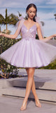Cinderella Divine CD0174 Short A-Line Dress Lace Applique Tulle Ribbon