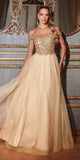 Cinderella Divine CD0177 Glitter Tulle A-Line Ball Gown Off the Shoulder