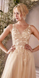 Cinderella Divine CD0181 Long Lace Floral A-Line Tulle/Lace Dress
