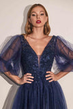Cinderella Divine CD0182 Glitter Tulle A-Line Formal Dress