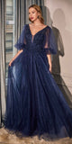 Cinderella Divine CD0182 Glitter Tulle A-Line Formal Dress