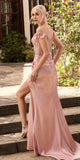 Cinderella Divine CD0186 Long Floral Off the Shoulder Gown with Slit