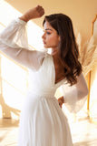 Cinderella Divine CD0192W Long Sleeve A-Line Chiffon Dress