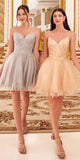 Ladivine CD0213 Short A-Line and Glitter Tulle Dress