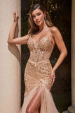 Cinderella Divine CD0214 Strapless Pointed Cup Beaded Mermaid Dress