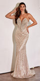 Ladivine CD0216 Floor Length Sexy Strapless Beaded Fitted Gown
