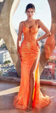 Ladivine CD0220 Long Fitted Sexy Slit Formal Sequin Gown