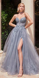 Ladivine CD0230 Long Strapless Layered Tulle Leg Slit Ballgown