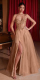 Ladivine CD0234 Long Lace and Tulle A-Line Ball Gown