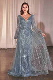 Ladivine CD0240 Dress Long Sleeve A-Line Beaded Gown