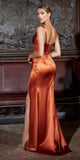 Cinderella Divine CD231 Long Gathered Satin Gown with Corset Back