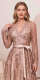 Cinderella Divine CD233 Long Sleeve Embellished Ball Gown