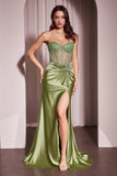 Ladivine CD2408 Dress Strapless Fitted Satin & Hot Stone Dress