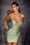 Ladivine CD2424 Fitted Sleek Silhouette Shimmering Fitted Dress