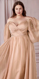 Cinderella Divine CD243C Long Sleeve A-Line Chiffon Dress