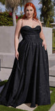 Ladivine CD252 Floor Length Lace Up Glitter A-Line Ball Gown