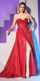 Ladivine CD252 Floor Length Lace Up Glitter A-Line Ball Gown