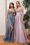 Ladivine CD252 Floor Length Lace Up Glitter A-Line Ball Gown