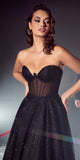 Cinderella Divine CD275 Floor Length Strapless Glitter A-Line Corset Ball Gown