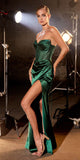 Ladivine CD295 Long Daisy Motif Embellished Bodice Satin Corset Gown