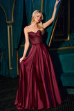 Ladivine CD297 Dress Strapless Beaded Satin A-Line Prom Gown