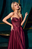 Ladivine CD297 Dress Strapless Beaded Satin A-Line Prom Gown