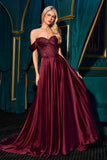 Ladivine CD297 Dress Strapless Beaded Satin A-Line Prom Gown