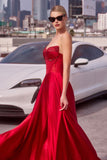 Ladivine CD297 Dress Strapless Beaded Satin A-Line Prom Gown