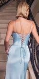 Ladivine CD306 Long Embellished Fitted Satin Corset Dress