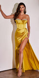 Ladivine CD306 Long Embellished Fitted Satin Corset Dress