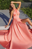 Ladivine CD323 Long Interchangeable Strap Satin A-Line Dress