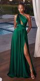 Ladivine CD323 Long Interchangeable Strap Satin A-Line Dress