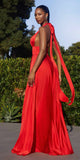Ladivine CD323 Long Interchangeable Strap Satin A-Line Dress