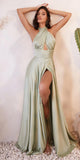 Ladivine CD323 Long Interchangeable Strap Satin A-Line Dress
