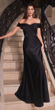Ladivine CD325 Floor length Off the Shoulder A-Line Satin Dress
