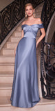 Ladivine CD325 Floor length Off the Shoulder A-Line Satin Dress
