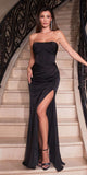 Ladivine CD326 Long Strapless Soft Satin Dress Boned Bodice