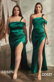 Ladivine CD327 Long One Shoulder Satin Draped Dress