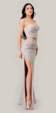 Ladivine 350 Long Two-Piece Glitter Corset Slit Dress