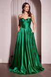 Ladivine CD378 Dress Strapless Satin A-Line Gown