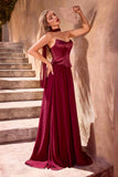 Ladivine CD386 Strapless Curved Neckline Boned Bodice A-line Gown