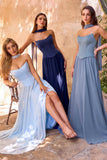Ladivine CD386 Strapless Curved Neckline Boned Bodice A-line Gown