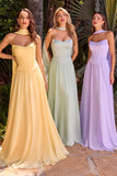 Ladivine CD386 Strapless Curved Neckline Boned Bodice A-line Gown
