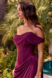 Ladivine CD387 Formal Soirées Off Shoulder Ruched Bodice Evening Dress