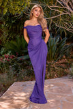 Ladivine CD387 Formal soirees Off Shoulder Ruched Bodice Evening Dress