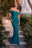 Ladivine CD387 Formal soirees Off Shoulder Ruched Bodice Evening Dress