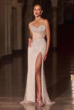 Ladivine CD404 Breathtaking Crystal and Beaded Modern Fitted Gown