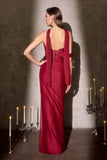 Ladivine CD406 Sculpted Pleated Bodice Lightweight Chiffon Fitted Gown